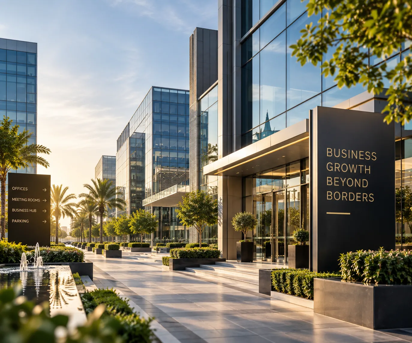 Modern glass office building